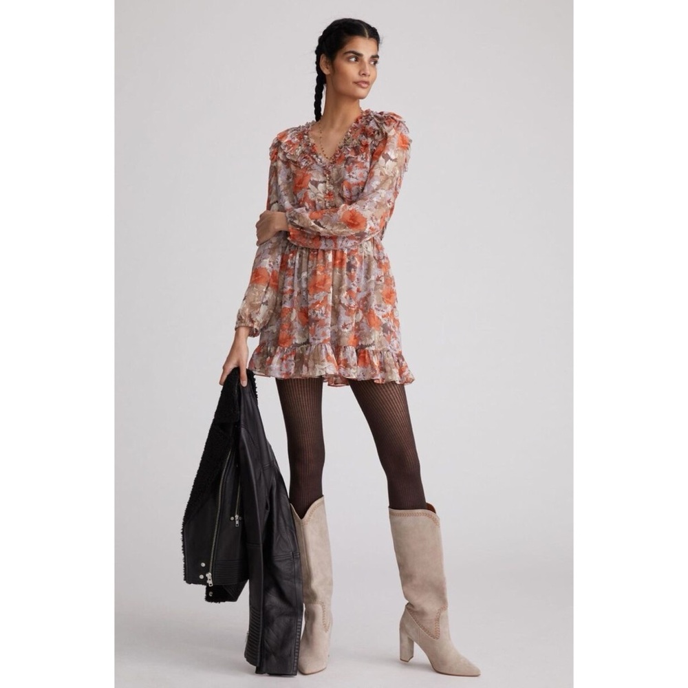 Anthropologie Current Air Ruffled Floral Mini Dress XXS